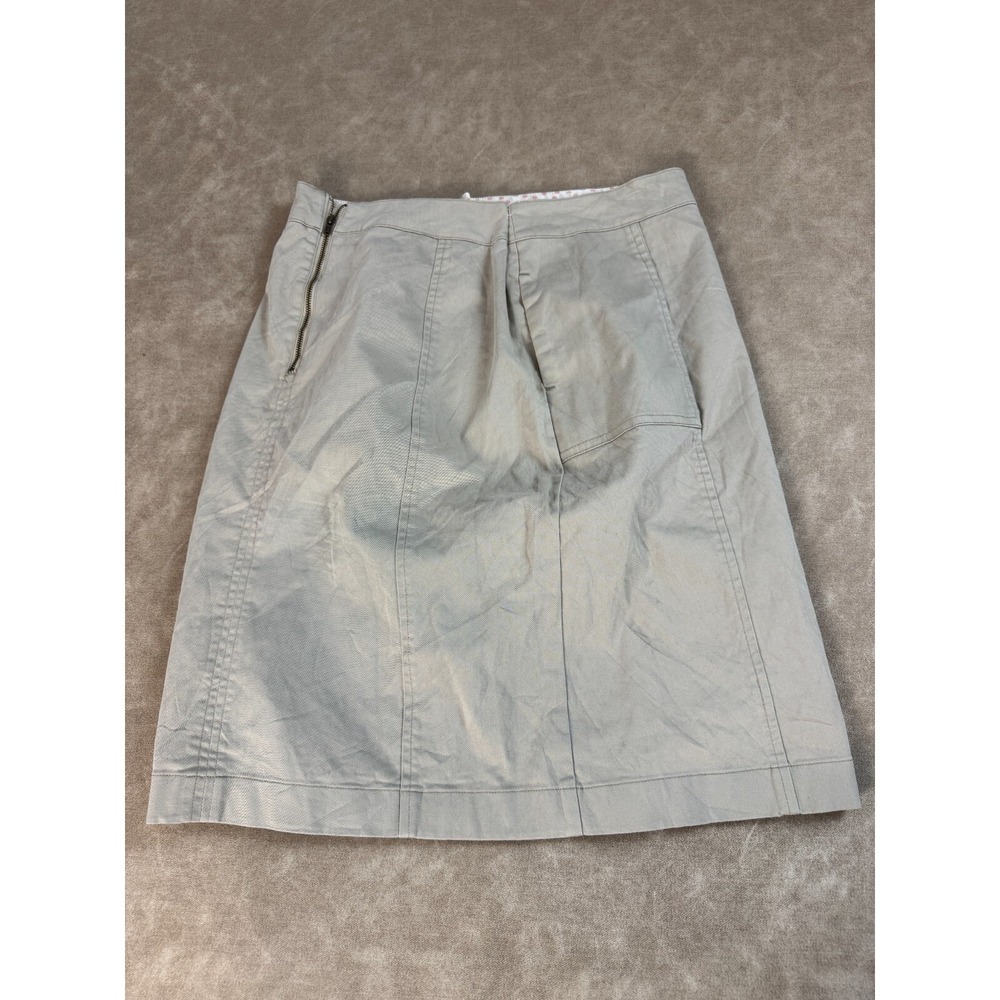 Boden Women Cotton Blend Stretch Back Zip Solid Light Khaki A-line Mini Skirt 4L